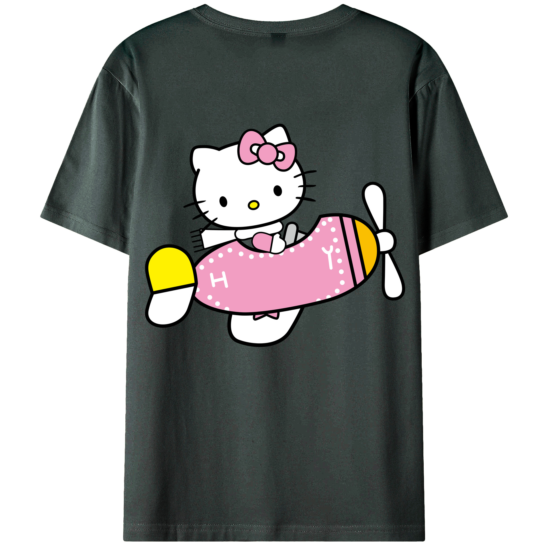 （画像用） Hello Kitty ハローキティ 綿100％ メンズ半袖Tシャツ（バックプリント） 通気性
